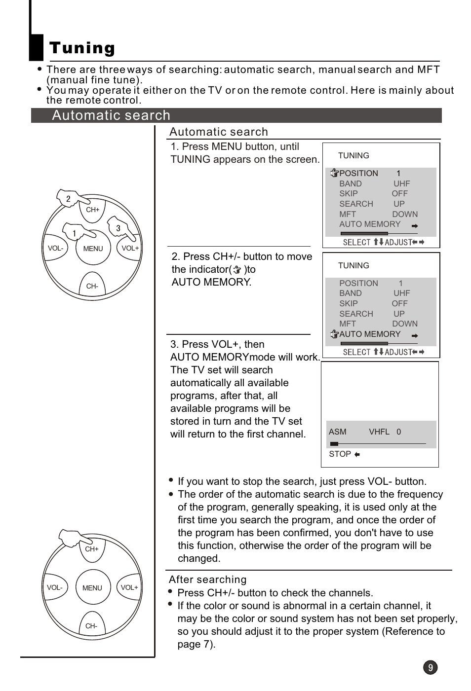 Т³гж 11, Tuning, Automatic search | haier HT-3728 User Manual | Page 11 / 32