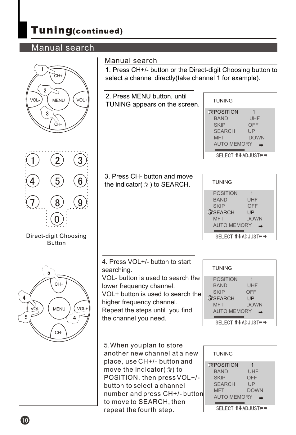 Т³гж 12, Tuning, Manual search | Continued) | haier HT-3728 User Manual | Page 12 / 32