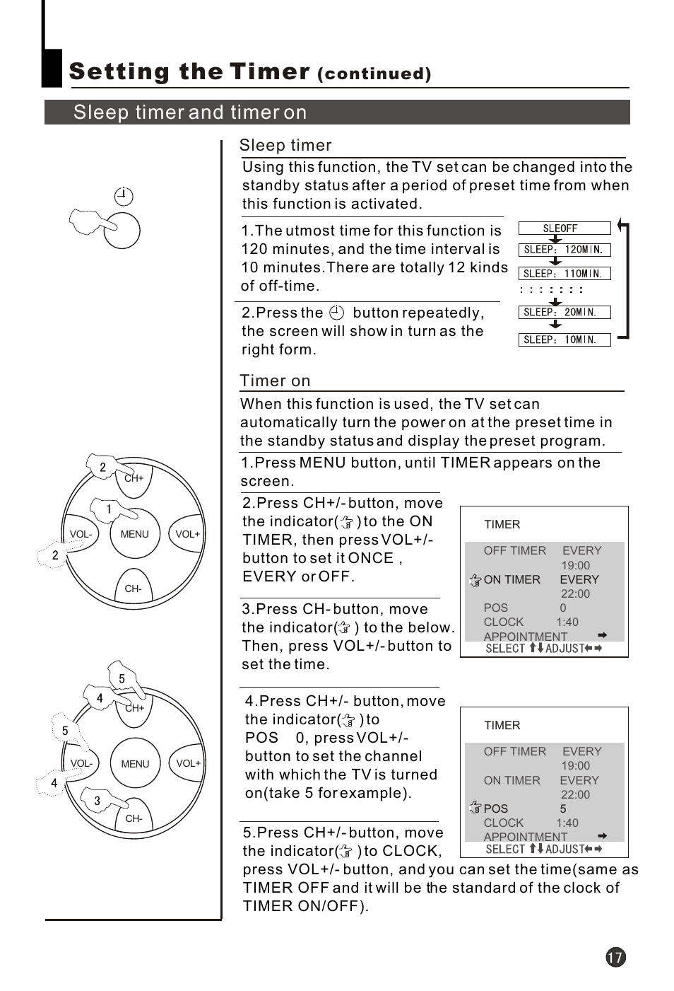 Т³гж 19, Setting the timer, Sleep timer and timer on | Timer on sleep timer, Continued) | haier HT-3728 User Manual | Page 19 / 32