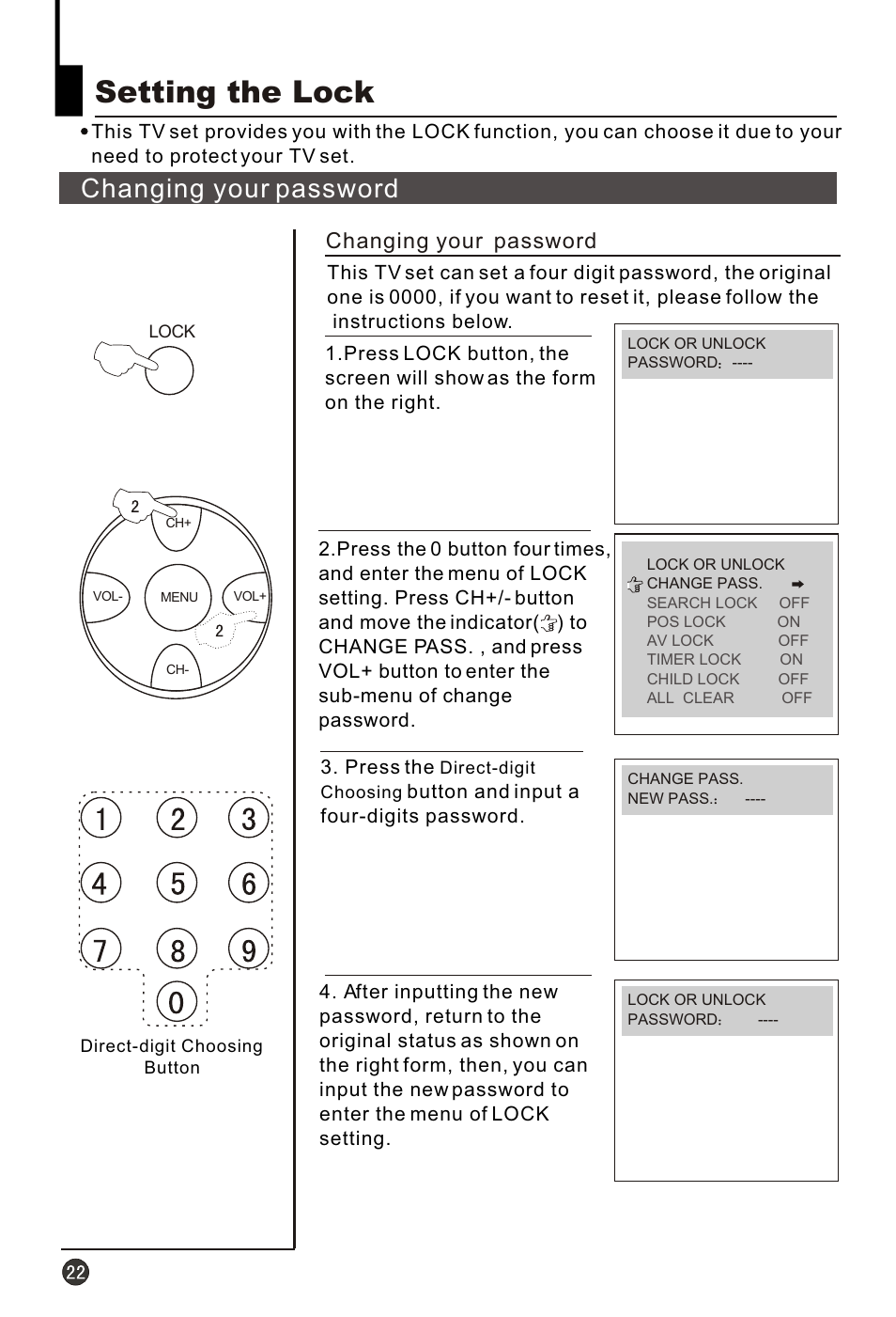 Т³гж 24, Setting the lock, Changing your password | haier HT-3728 User Manual | Page 24 / 32