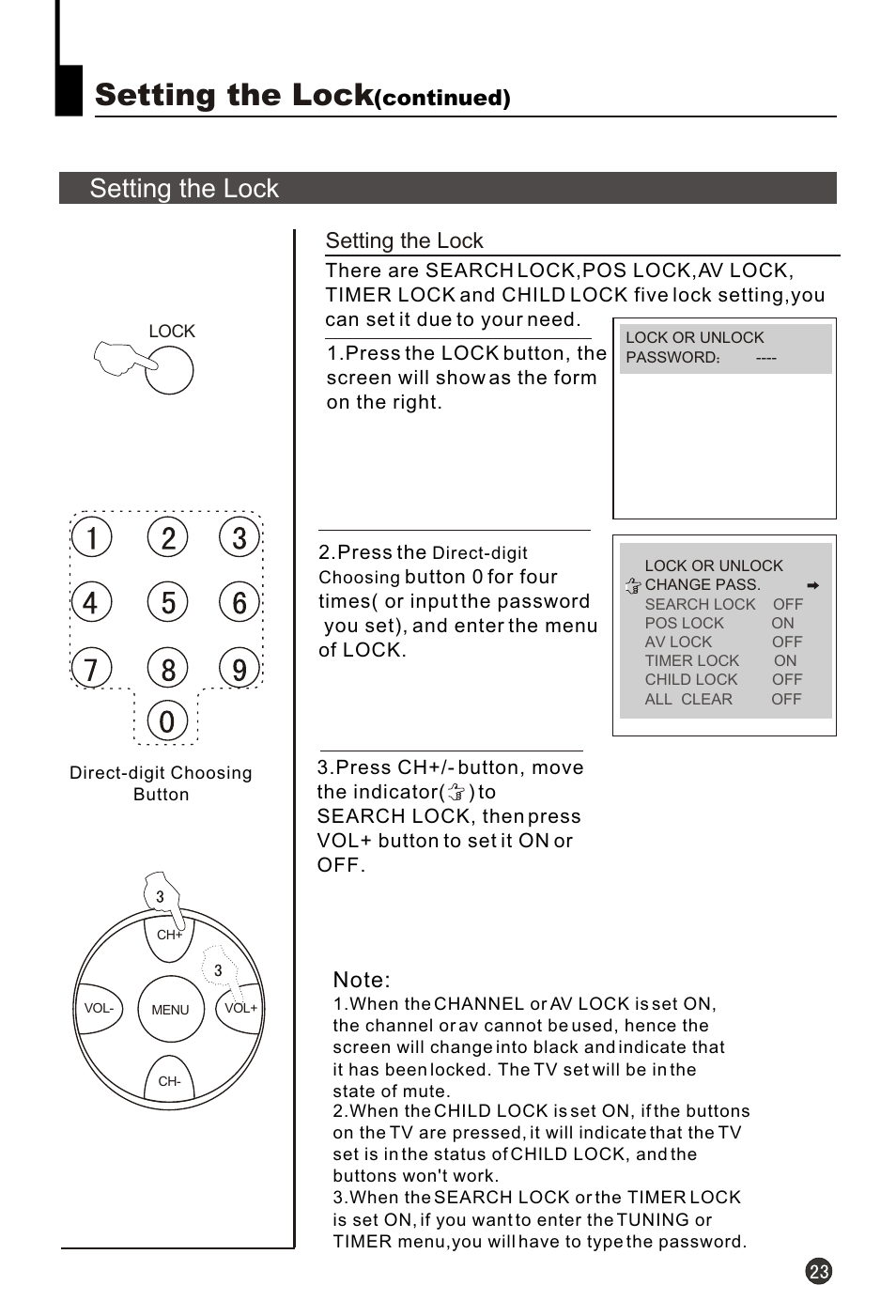 Т³гж 25, Setting the lock, Continued) | haier HT-3728 User Manual | Page 25 / 32