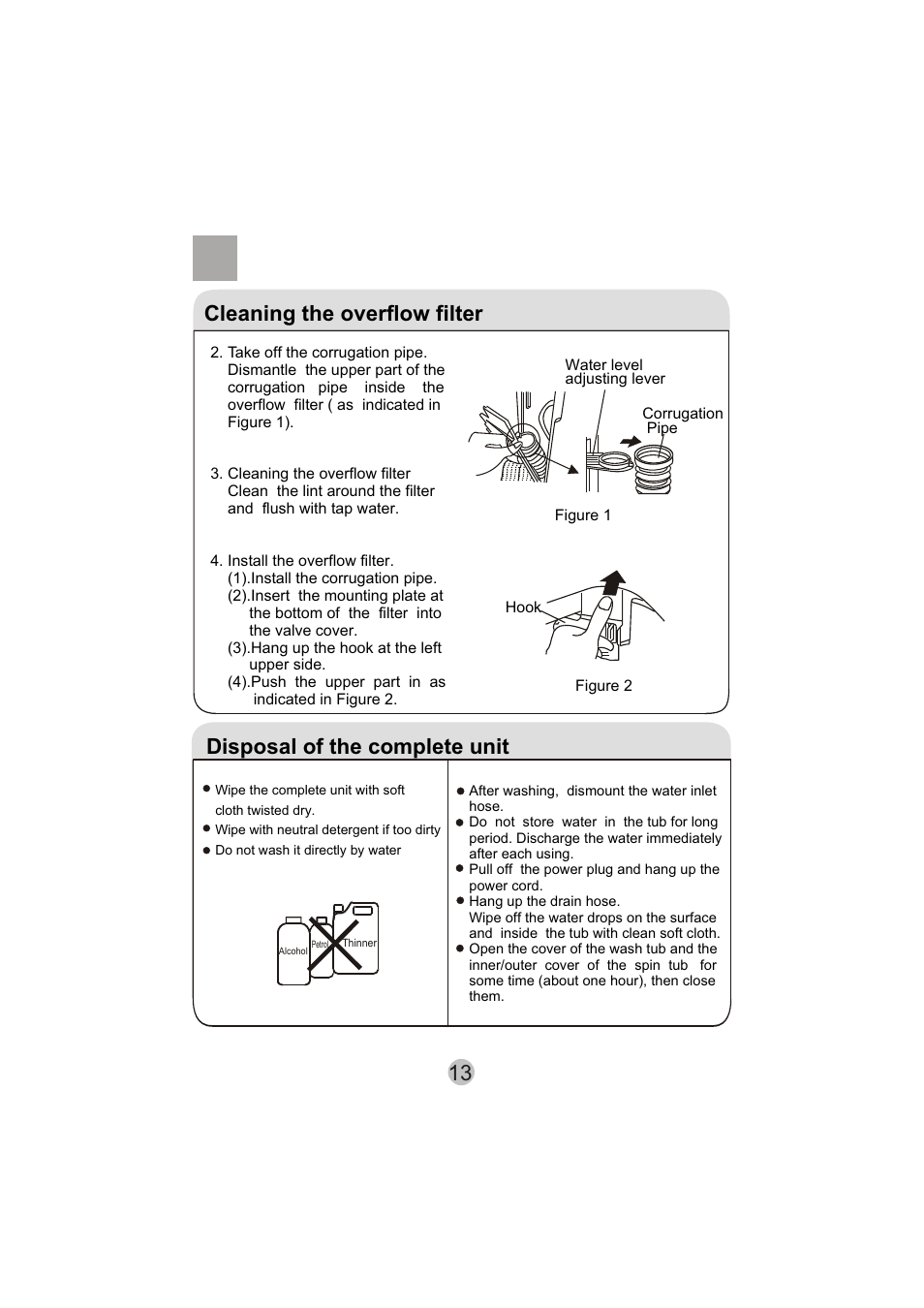 Cleaning the overflow filter, Disposal of the complete unit | haier HWM75-276S User Manual | Page 15 / 18