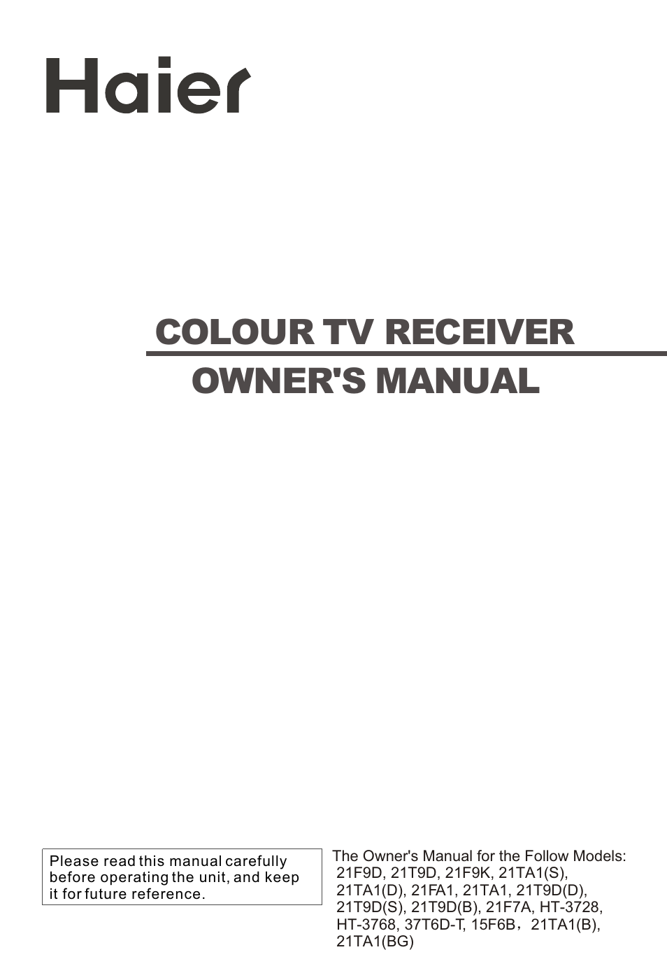 haier HT-3768 User Manual | 30 pages