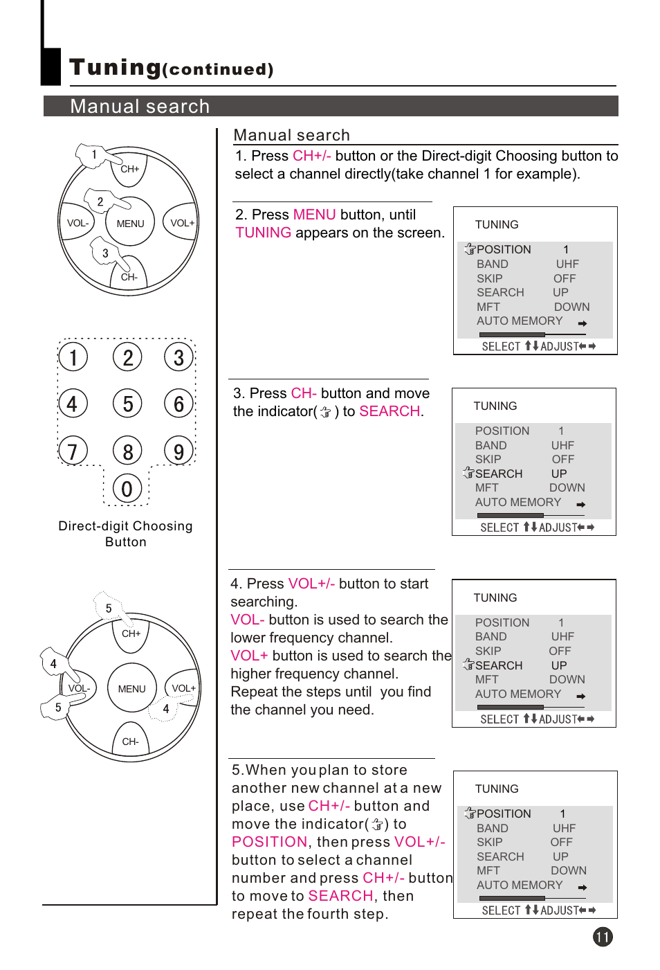 Т³гж 13, Tuning, Manual search | Continued) | haier HT-3768 User Manual | Page 12 / 30
