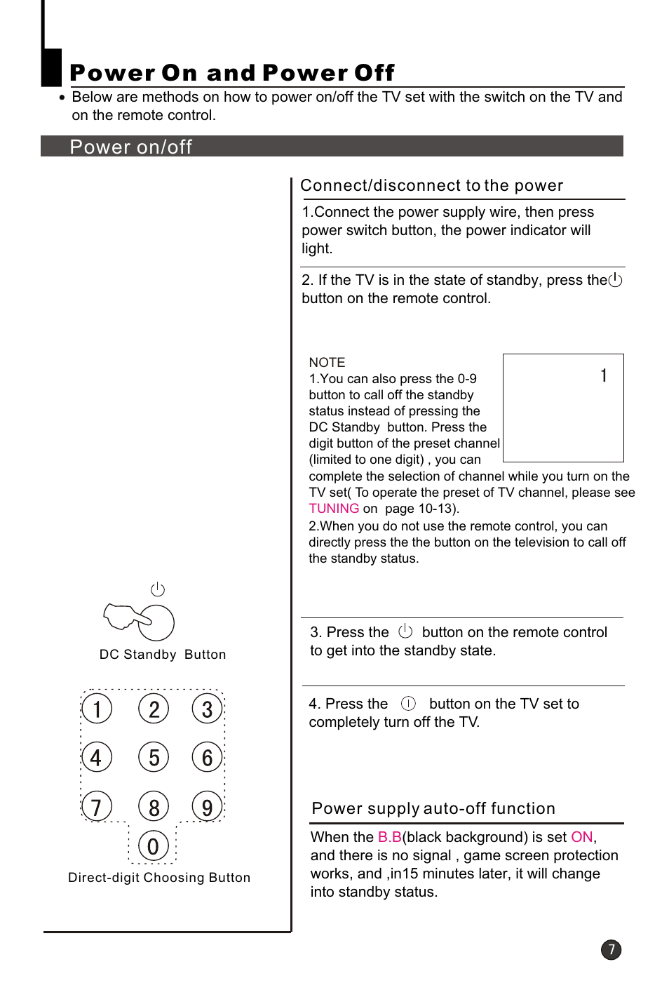 Т³гж 9, Power on and power off, Power on/off | haier HT-3768 User Manual | Page 8 / 30