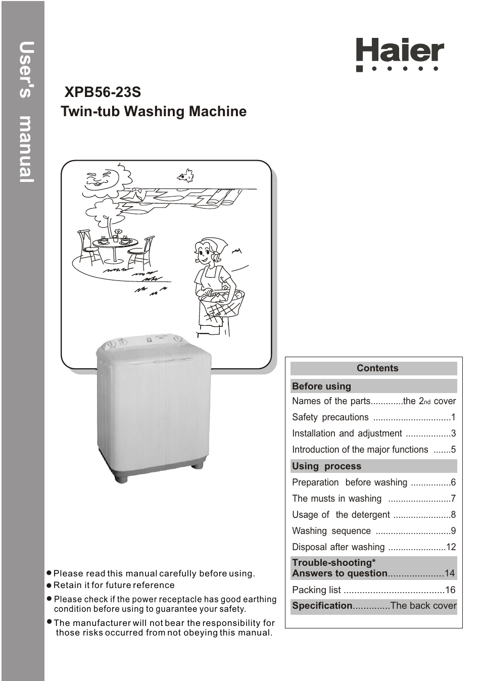 haier XPB56-23S User Manual | 19 pages