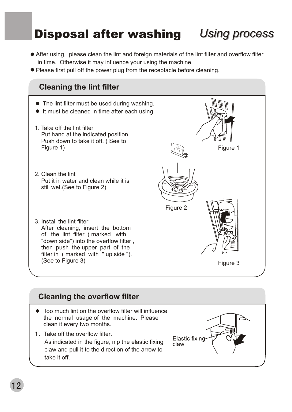 Using process, Using process disposal after washing | haier XPB56-23S User Manual | Page 14 / 19