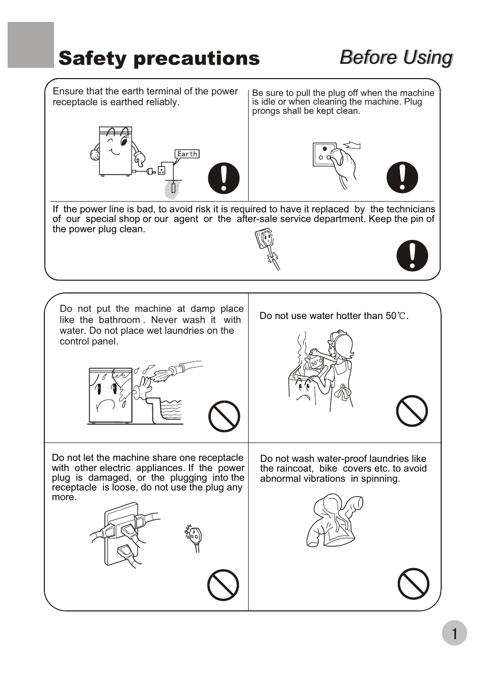 Before using, Before using safety precautions | haier XQB100-96 User Manual | Page 3 / 16
