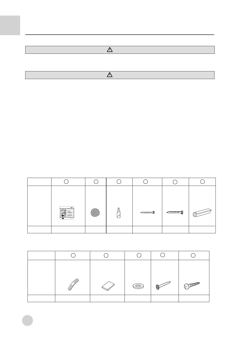 Installation instruction, Notice warning, Accessories attached with the unit | Big wire clamp, Thermal insulation pipe plastic clamp, Seal cushion, Gasket, Installation tools, No. shape & name amount, Screw | haier AD422BMBAA User Manual | Page 20 / 31