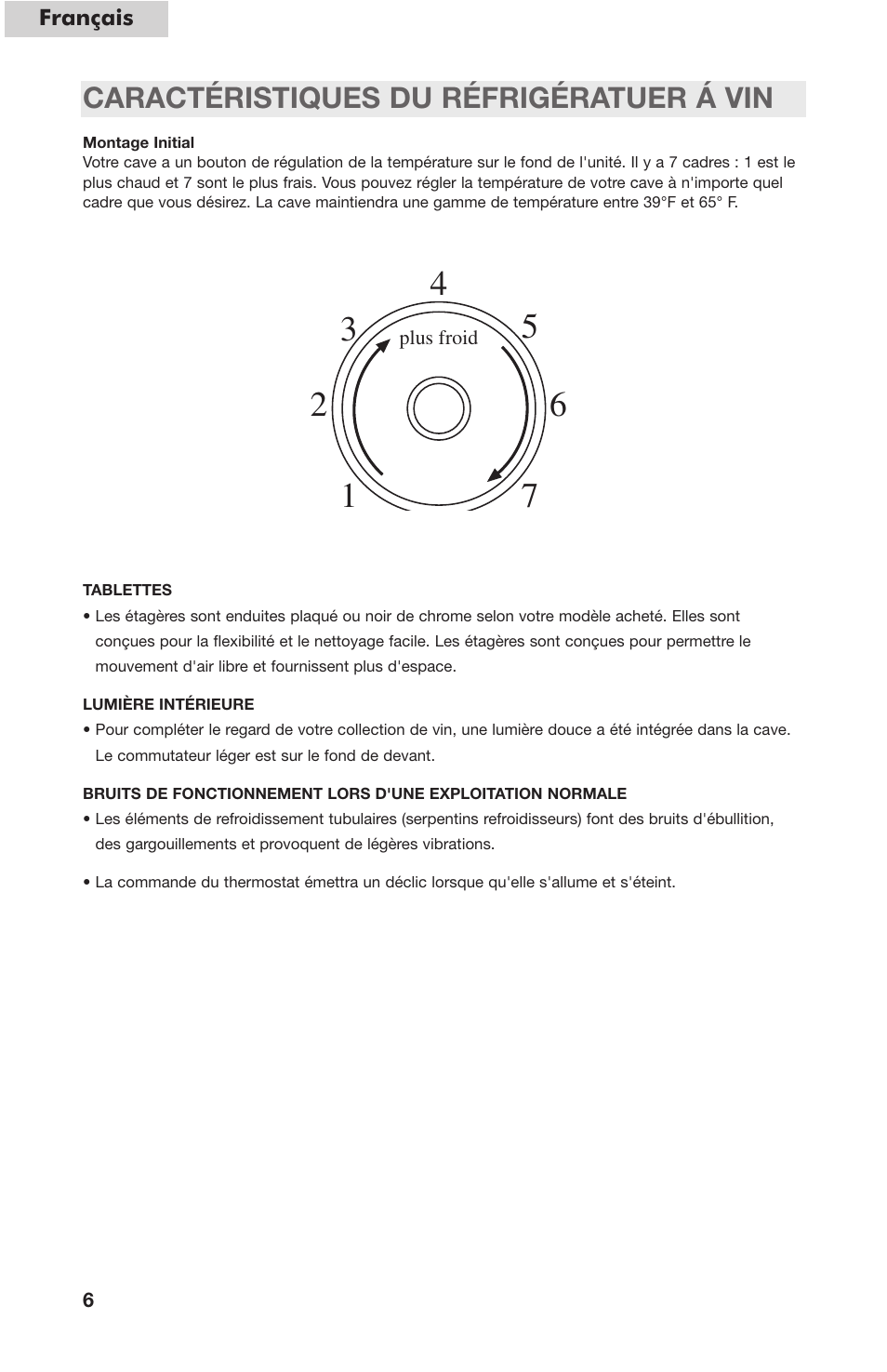 Off 4, Caractéristiques du réfrigératuer á vin | haier HVC24B User Manual | Page 18 / 36