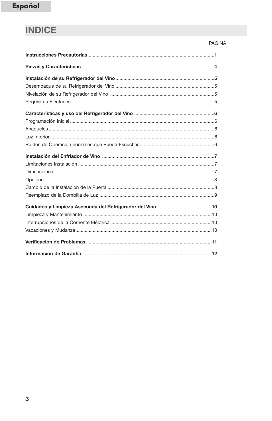Indice, Español | haier HVC24B User Manual | Page 26 / 36
