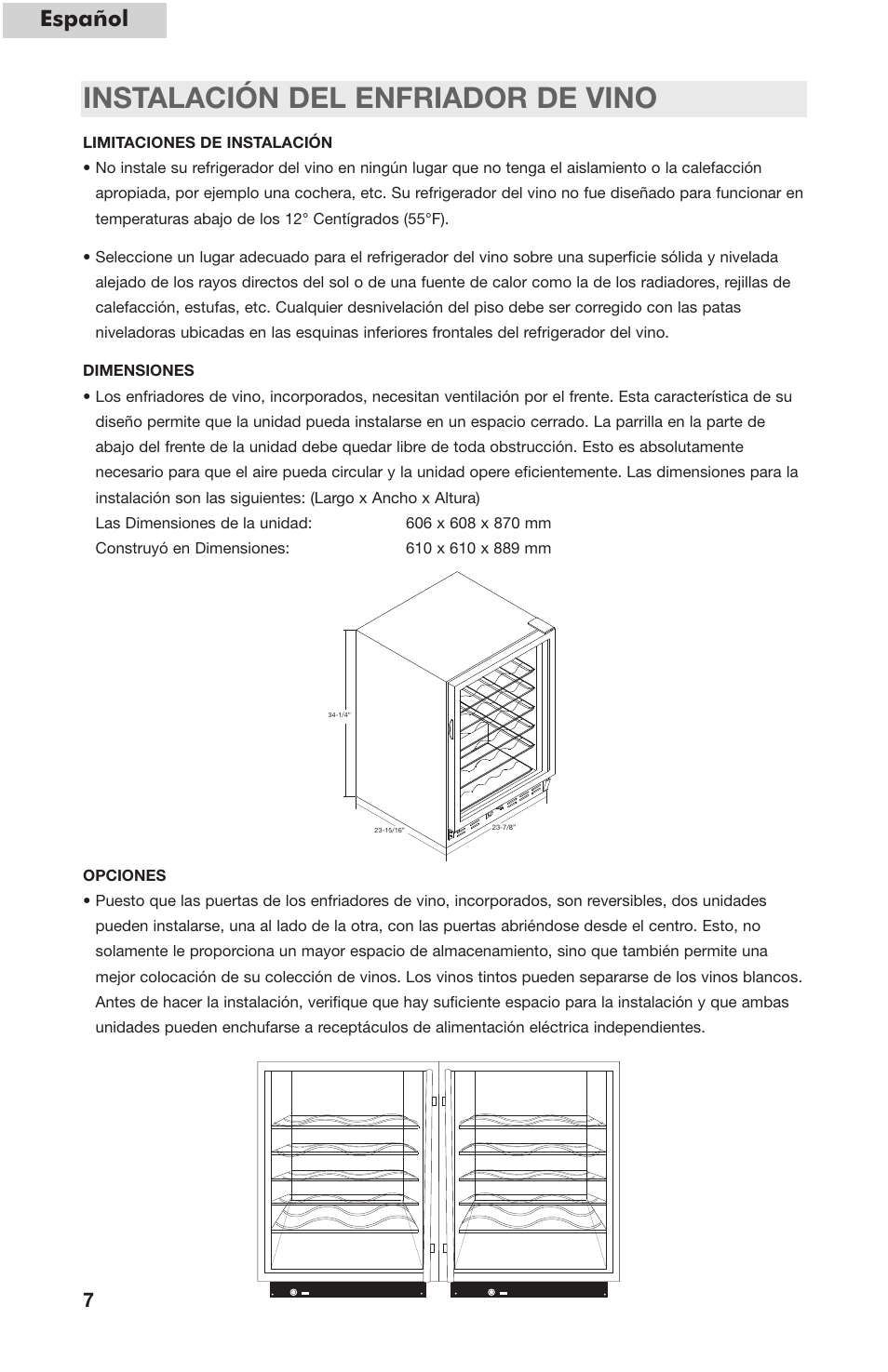 Instalación del enfriador de vino, Español | haier HVC24B User Manual | Page 30 / 36