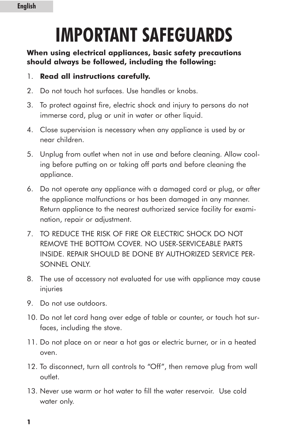 Important safeguards | haier HDC10SS User Manual | Page 2 / 12