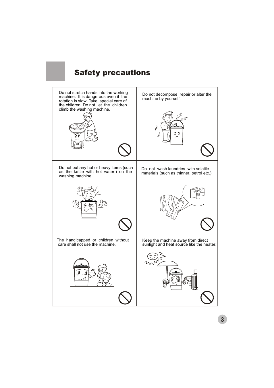 Safety precautions | haier HWM10-01 User Manual | Page 5 / 11