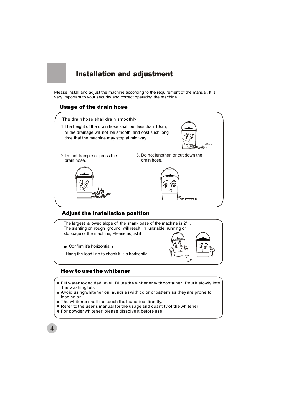 Installation and adjustment | haier HWM10-01 User Manual | Page 6 / 11