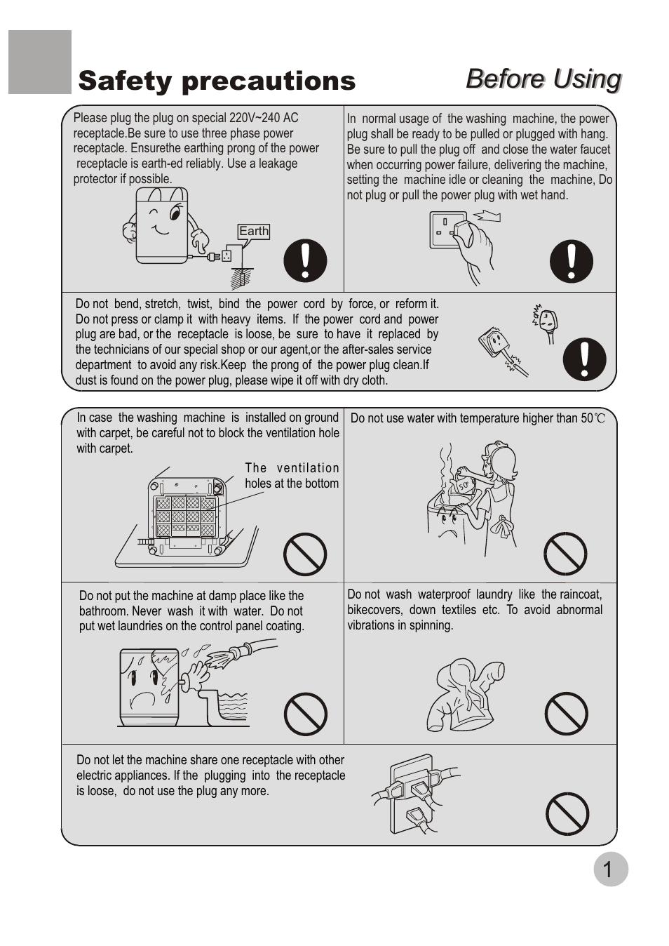 Before using, Before using safety precautions | haier XQB50-20 User Manual | Page 3 / 20