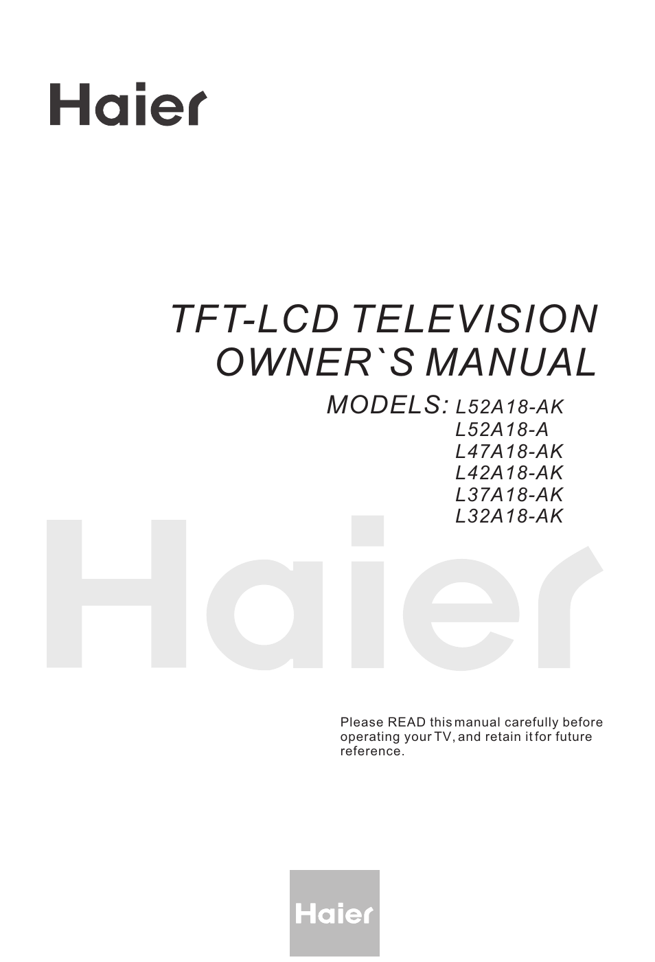 haier L32A18-AK User Manual | 50 pages