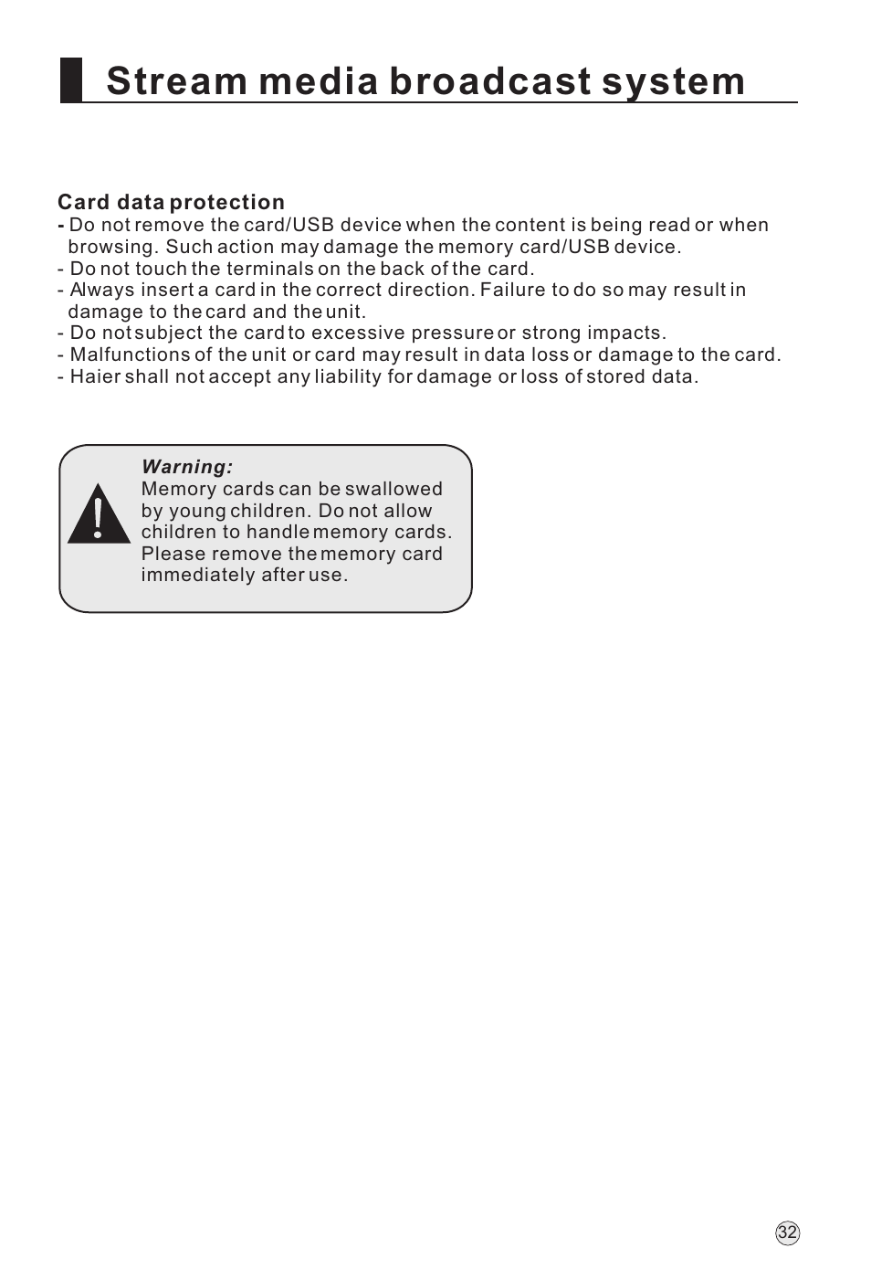 Stream media broadcast system | haier L32A18-AK User Manual | Page 35 / 50