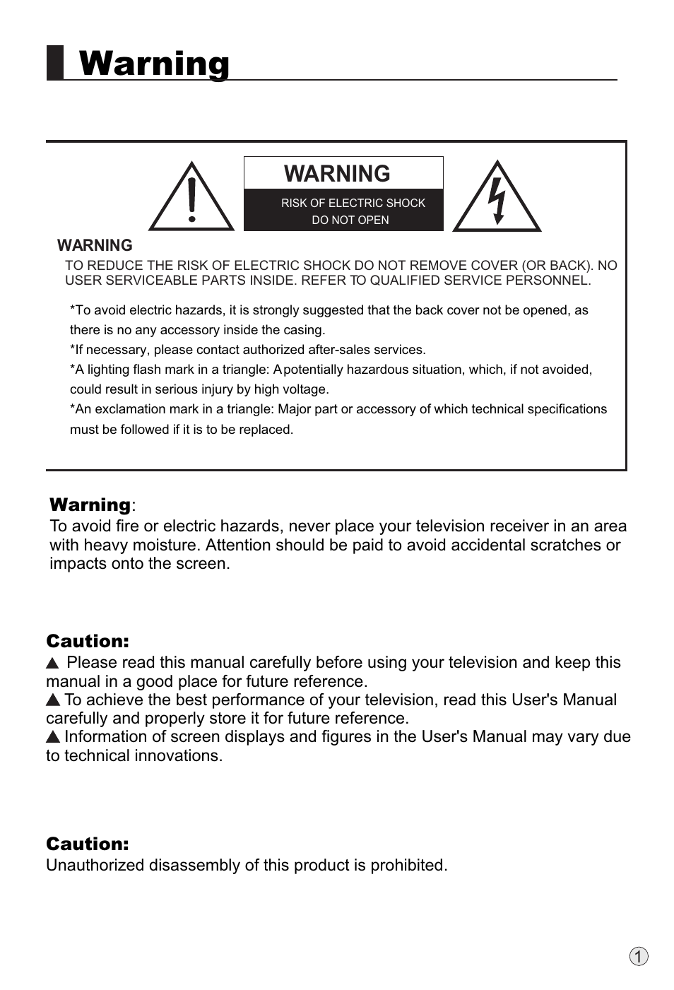 Warning | haier L32A18-AK User Manual | Page 4 / 50
