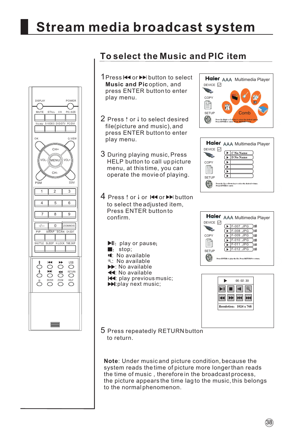 Stream media broadcast system, Press repeatedly return button to return | haier L32A18-AK User Manual | Page 41 / 50