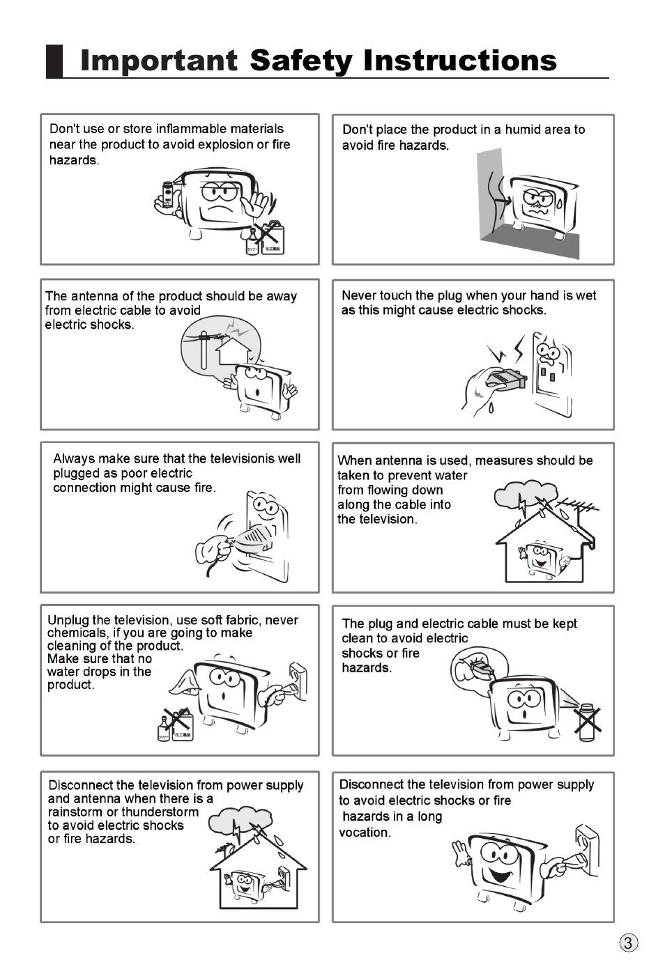 Important safety instructions | haier L32A18-AK User Manual | Page 6 / 50