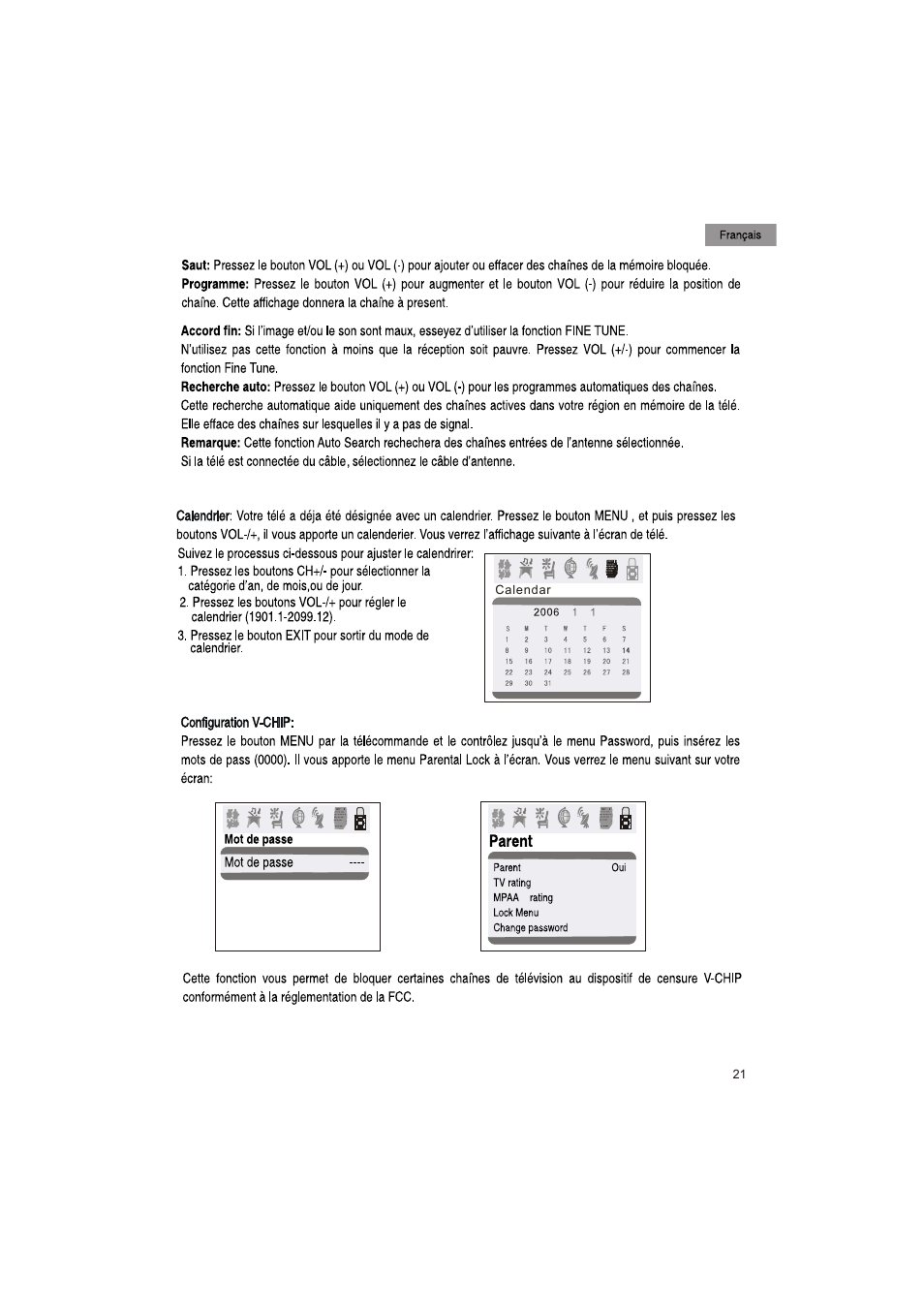 Calendar | haier HTX25S31 User Manual | Page 22 / 41
