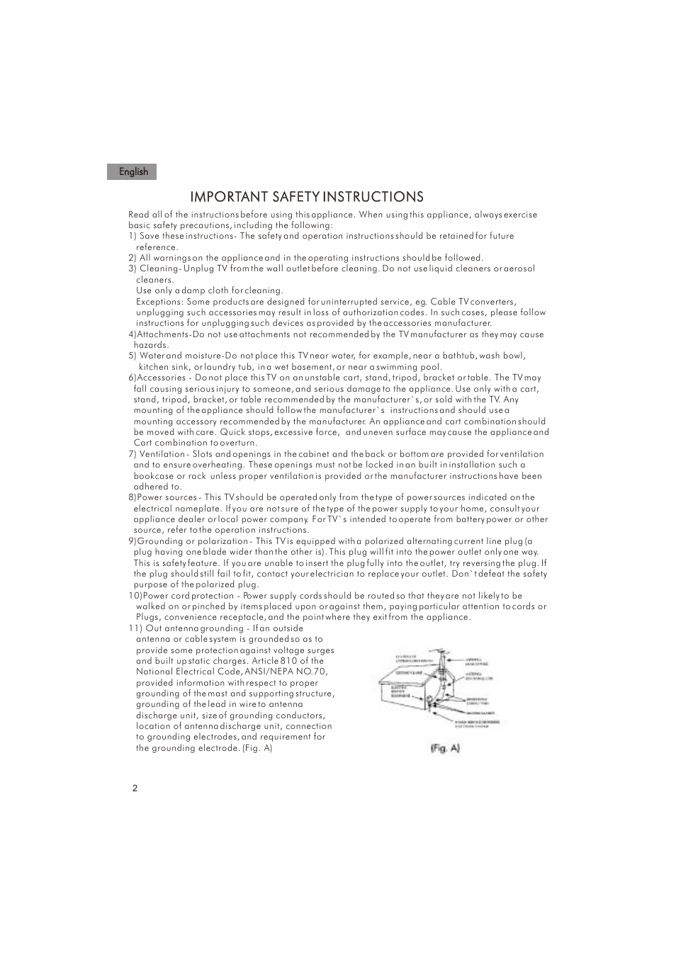Important safety instructions | haier HTX25S31 User Manual | Page 3 / 41