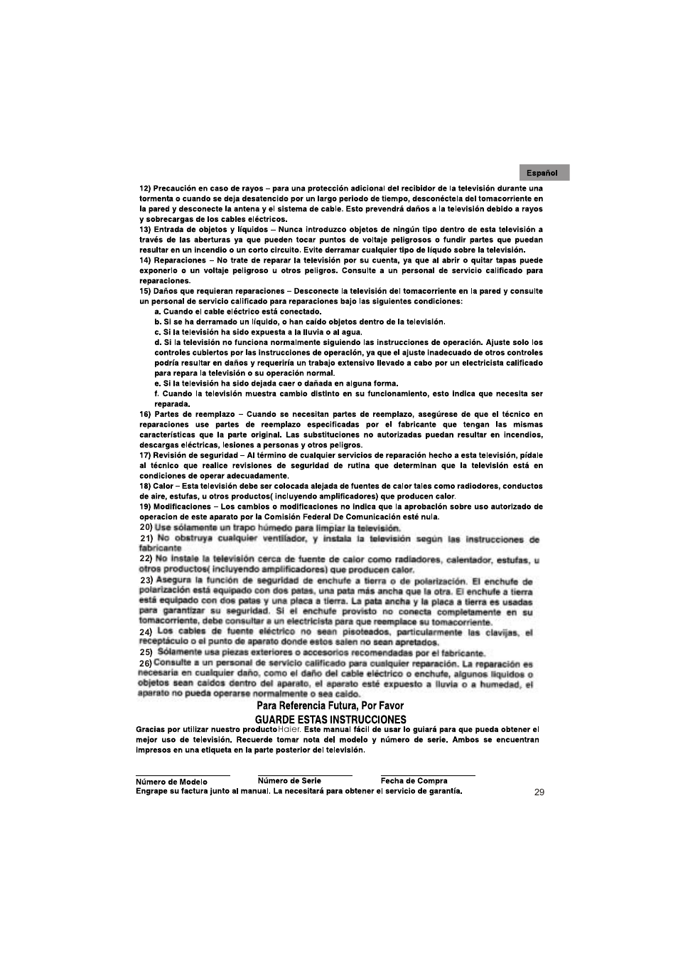 haier HTX25S31 User Manual | Page 30 / 41