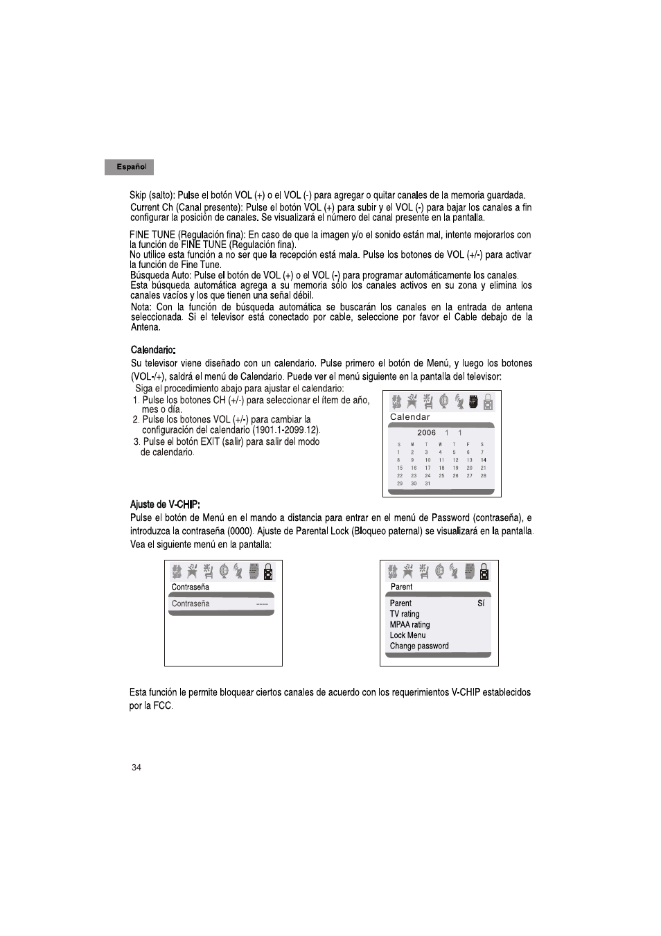 34 calendar | haier HTX25S31 User Manual | Page 35 / 41