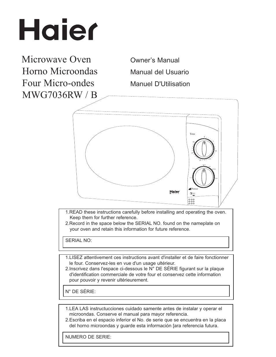 haier MWG7036RW/B User Manual | 12 pages