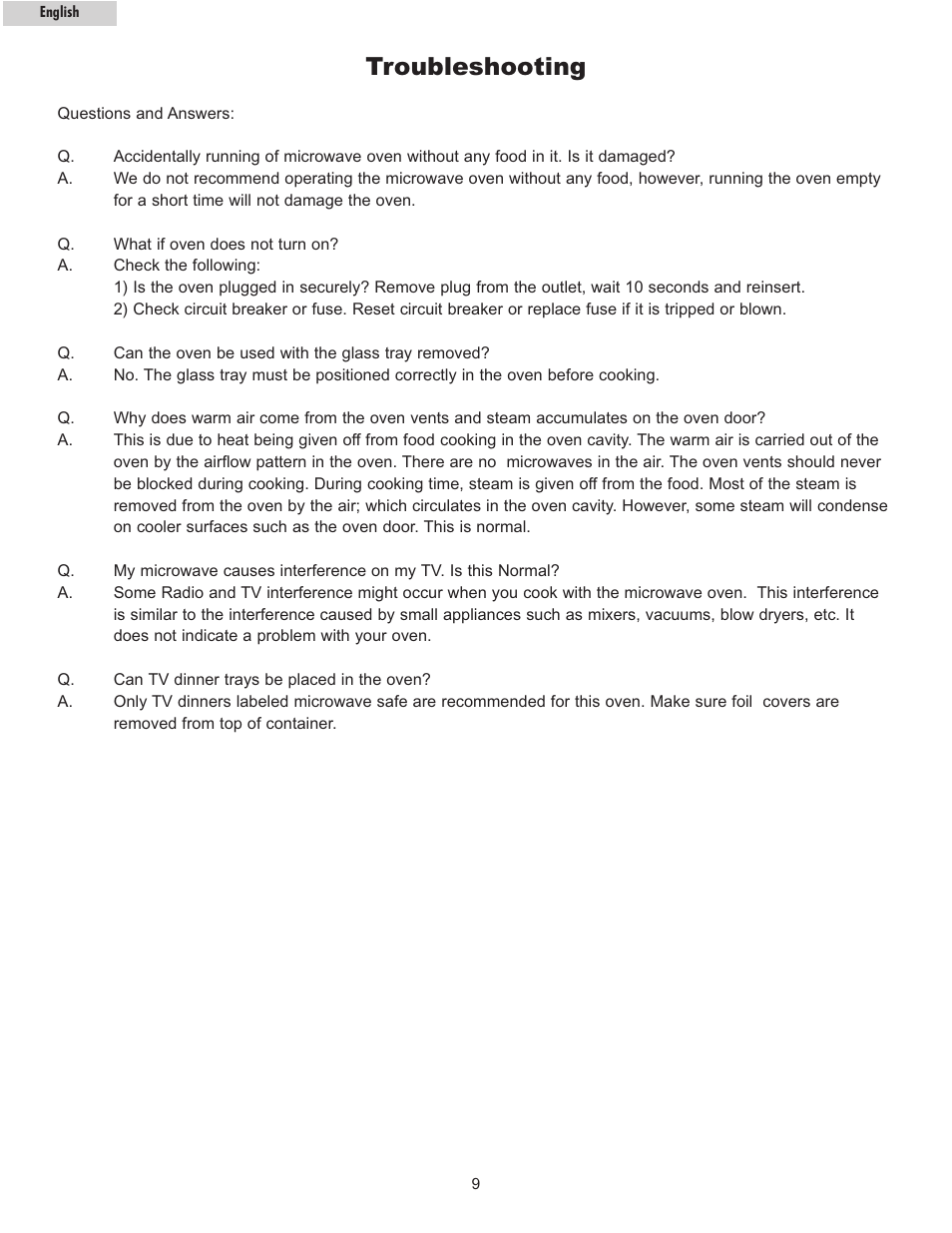 Troubleshooting | haier MWG7036RW/B User Manual | Page 10 / 12