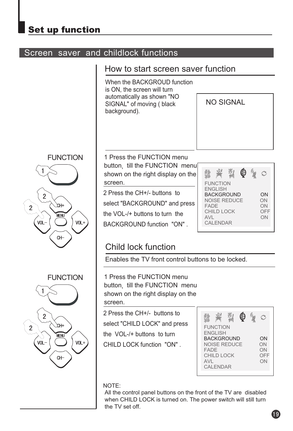 Child lock function | haier 29F3A User Manual | Page 21 / 32