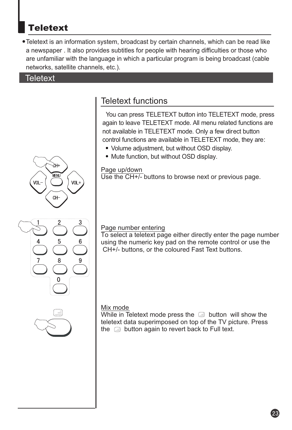 Teletext, Teletext functions | haier 29F3A User Manual | Page 25 / 32