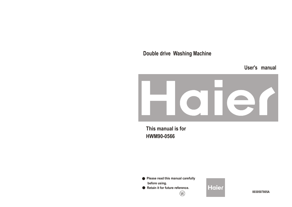 haier HWM90-0566 User Manual | 10 pages