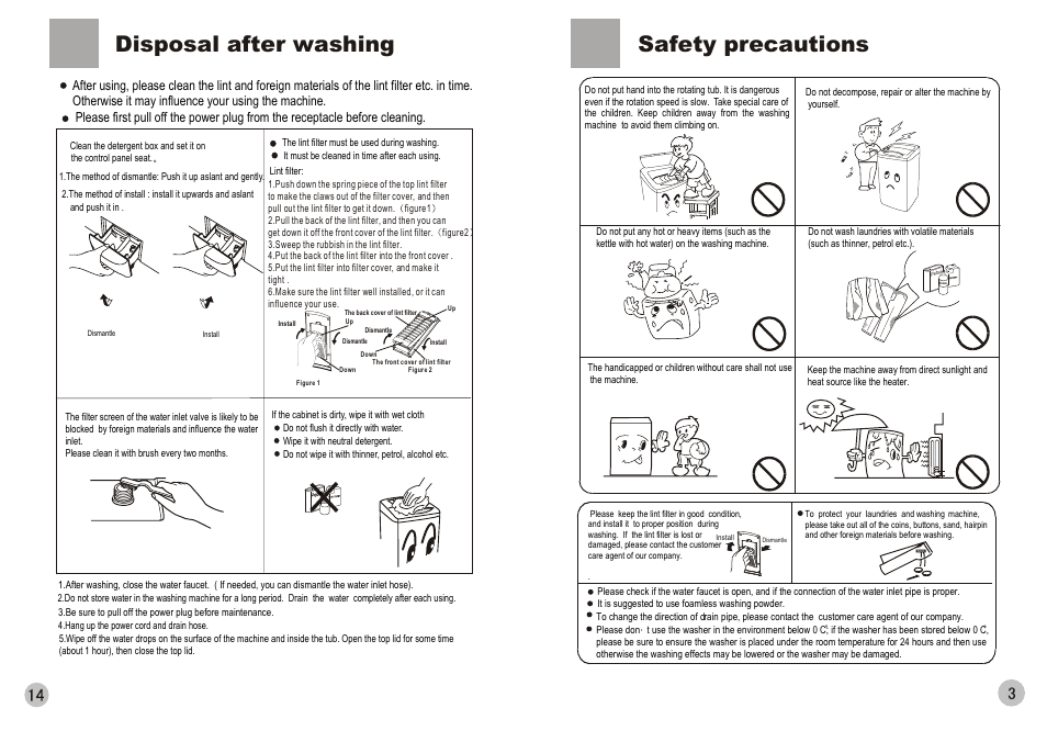 Disposal after washing, Safety precautions | haier HWM90-0566 User Manual | Page 5 / 10