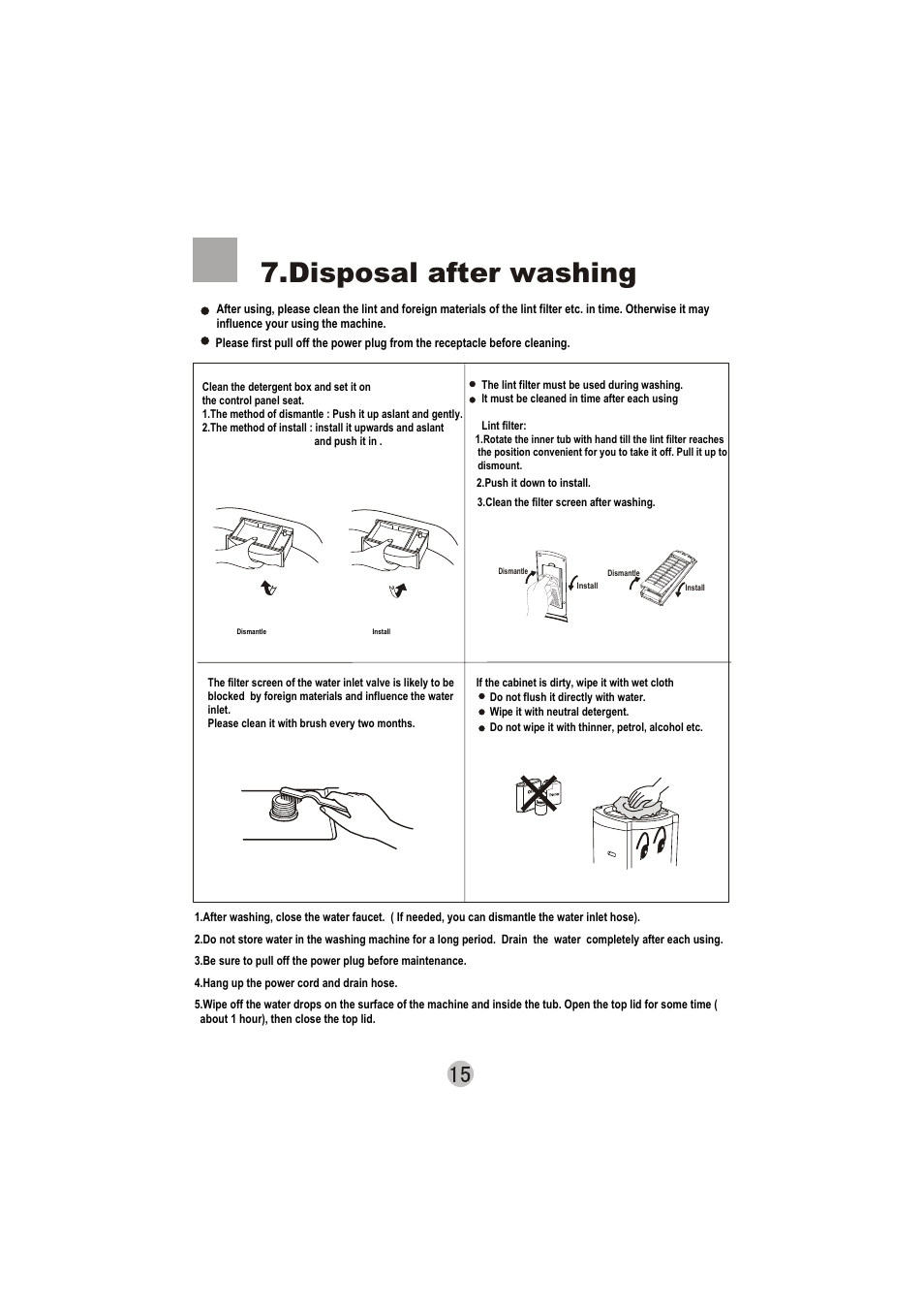 Disposal after washing | haier XQS60-78H User Manual | Page 17 / 19