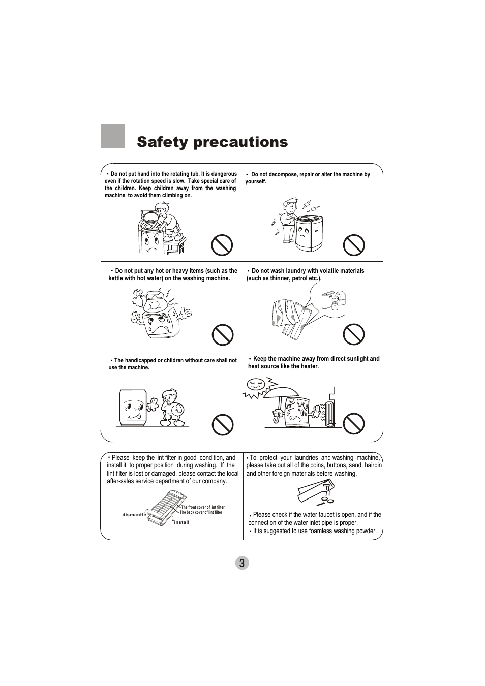 Safety precautions | haier XQS60-78H User Manual | Page 5 / 19