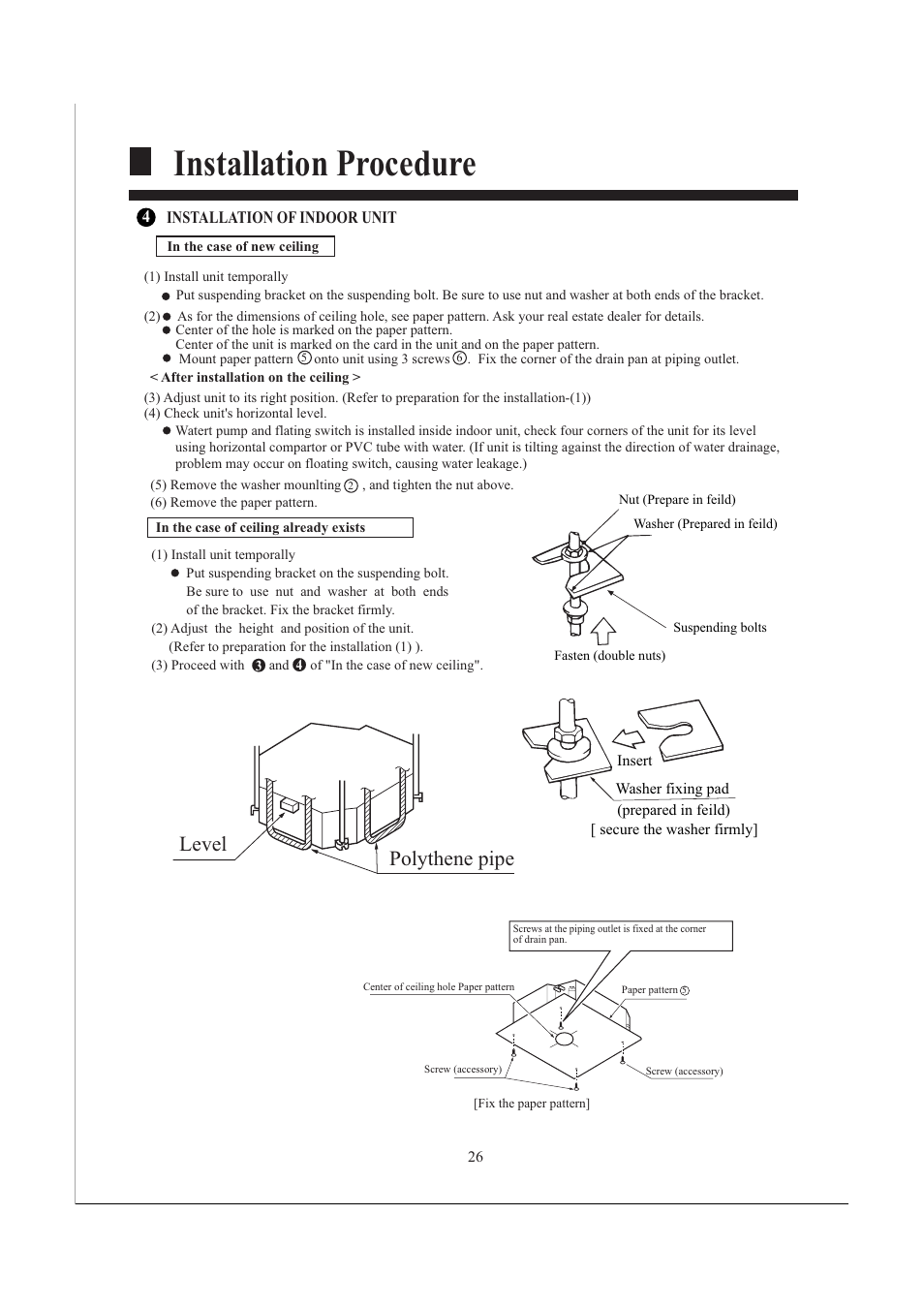 Installation procedure, Level polythene pipe | haier AB482XCAAA AB242XCAAA User Manual | Page 28 / 35
