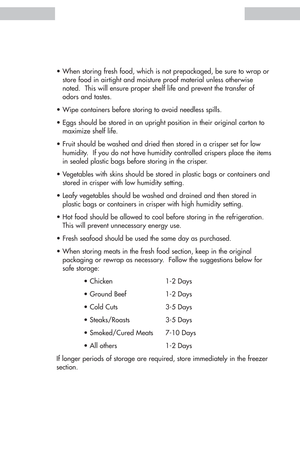 Food storage information | haier HDE11WNA User Manual | Page 16 / 68