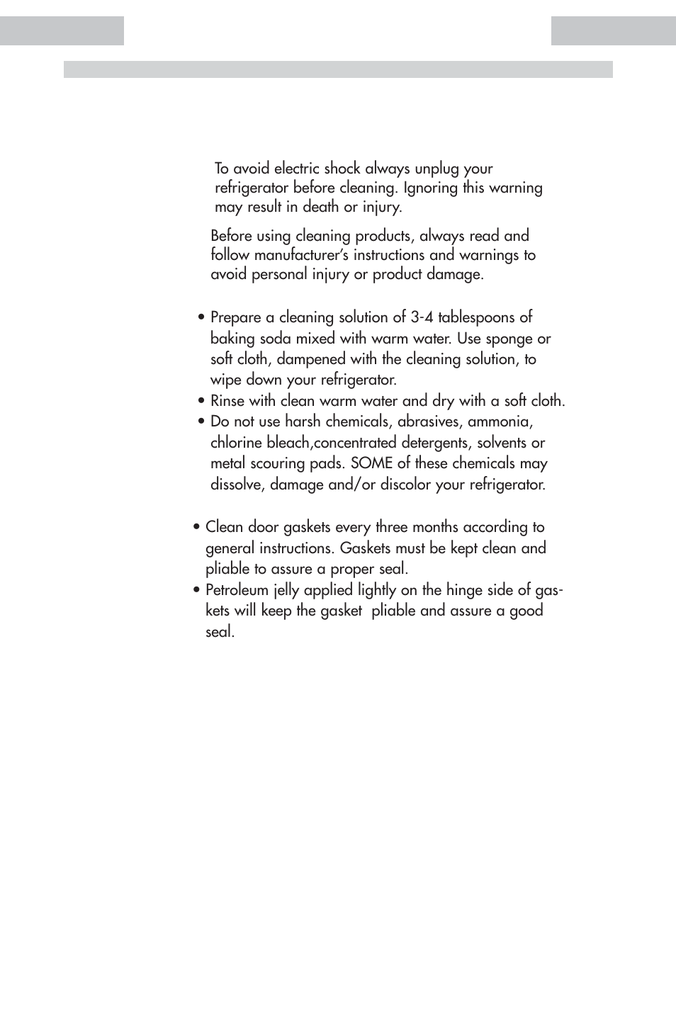 Proper refrigerator care and cleaning, Cleaning and maintenance | haier HDE11WNA User Manual | Page 18 / 68