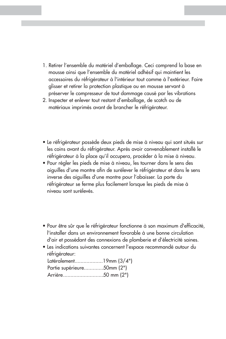 Installation du réfrigérateur | haier HDE11WNA User Manual | Page 28 / 68