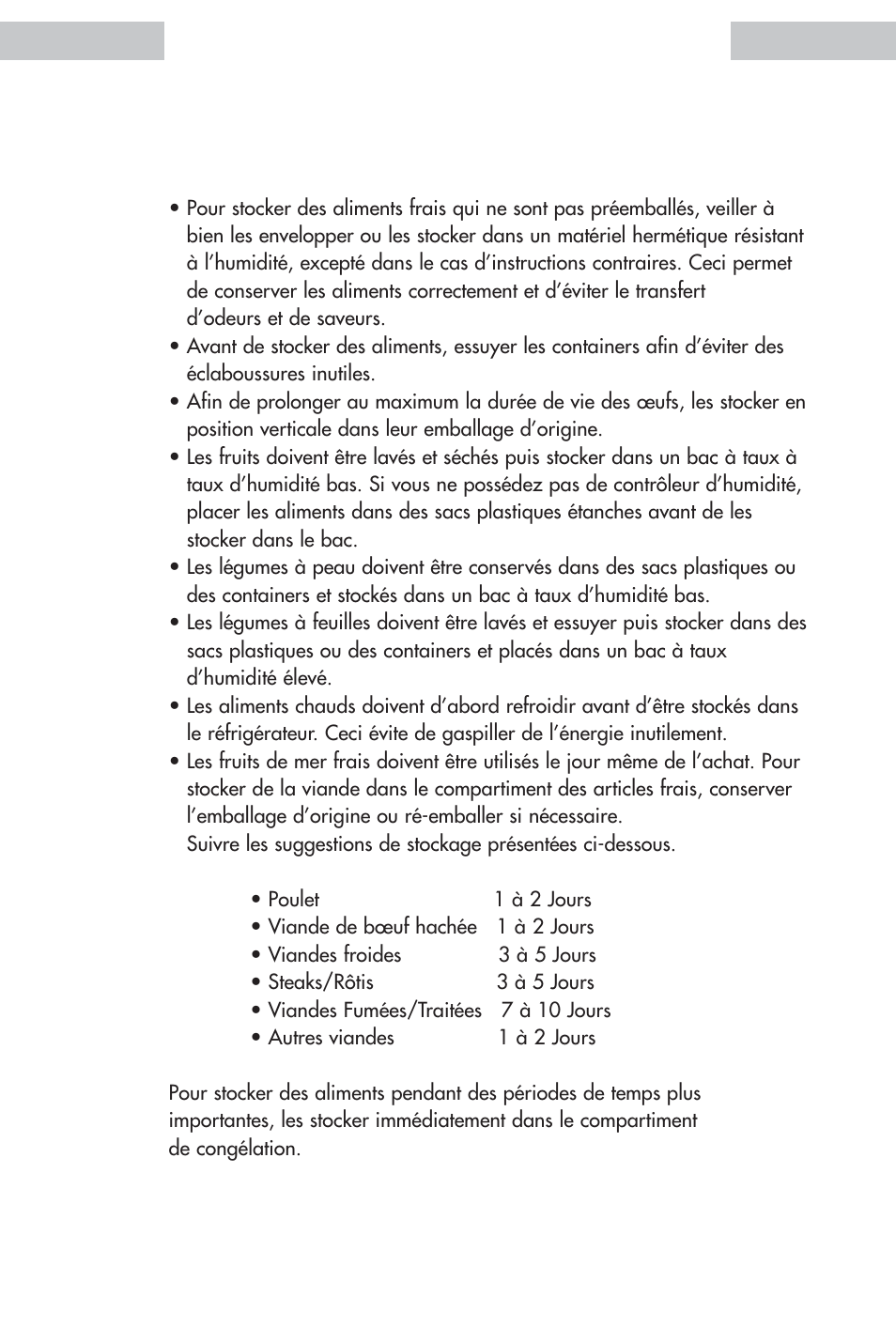 Informations concernant le stockage des aliments | haier HDE11WNA User Manual | Page 38 / 68