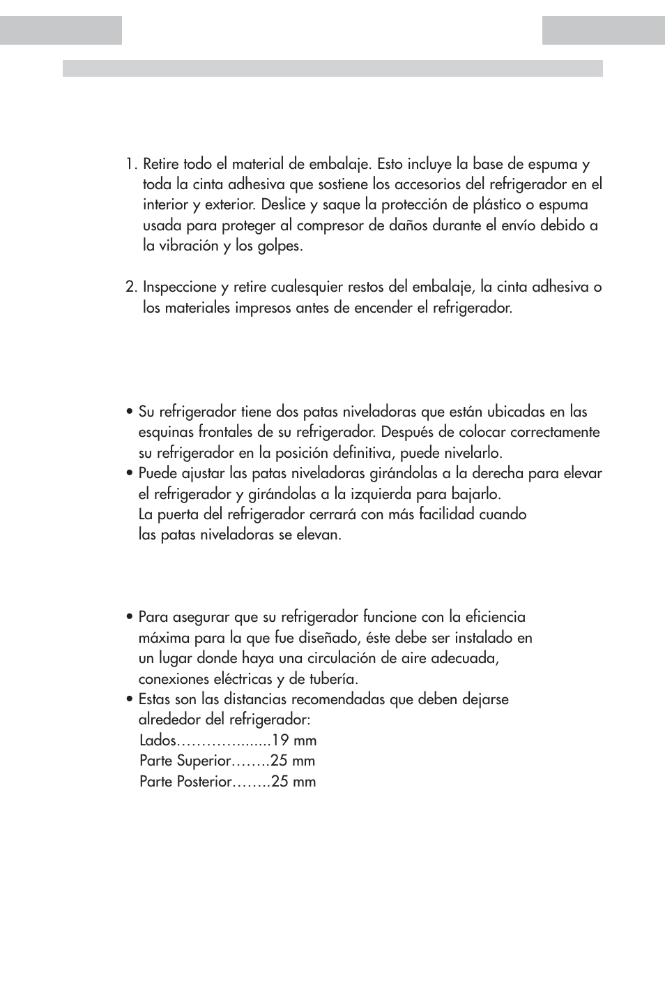 Instalación de su refrigerador | haier HDE11WNA User Manual | Page 50 / 68