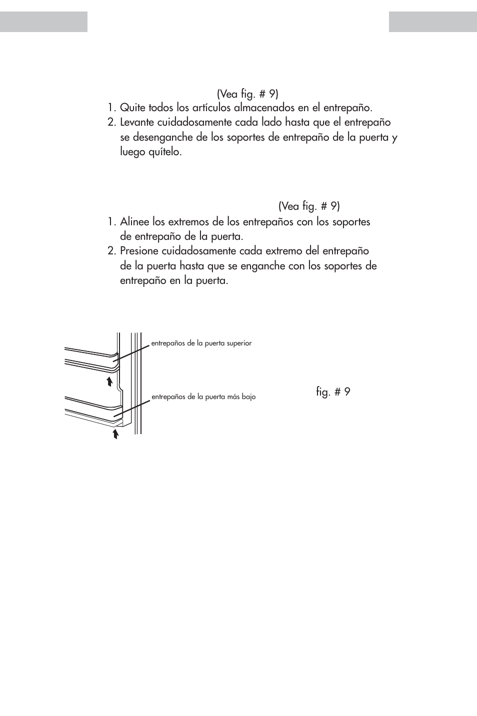 Entrepaños en la puerta del refrigerador | haier HDE11WNA User Manual | Page 57 / 68
