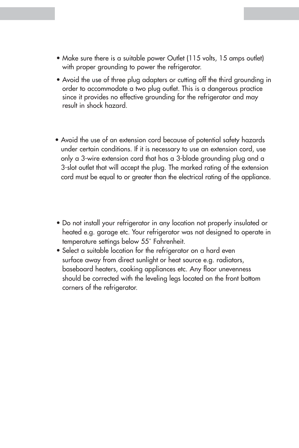 Electrical requirement, Install limitations, Use of extension cords | haier HDE11WNA User Manual | Page 7 / 68