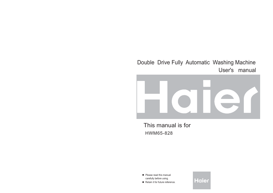 haier HWM65-828 User Manual | 10 pages