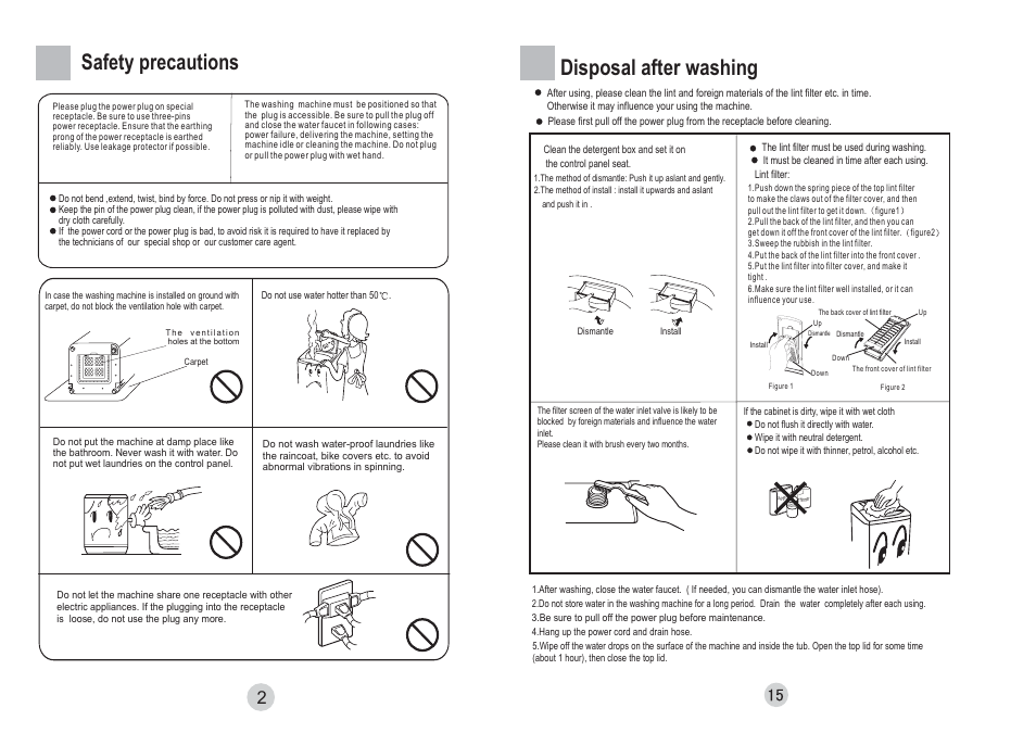 Safety precautions, Disposal after washing | haier HWM65-828 User Manual | Page 4 / 10