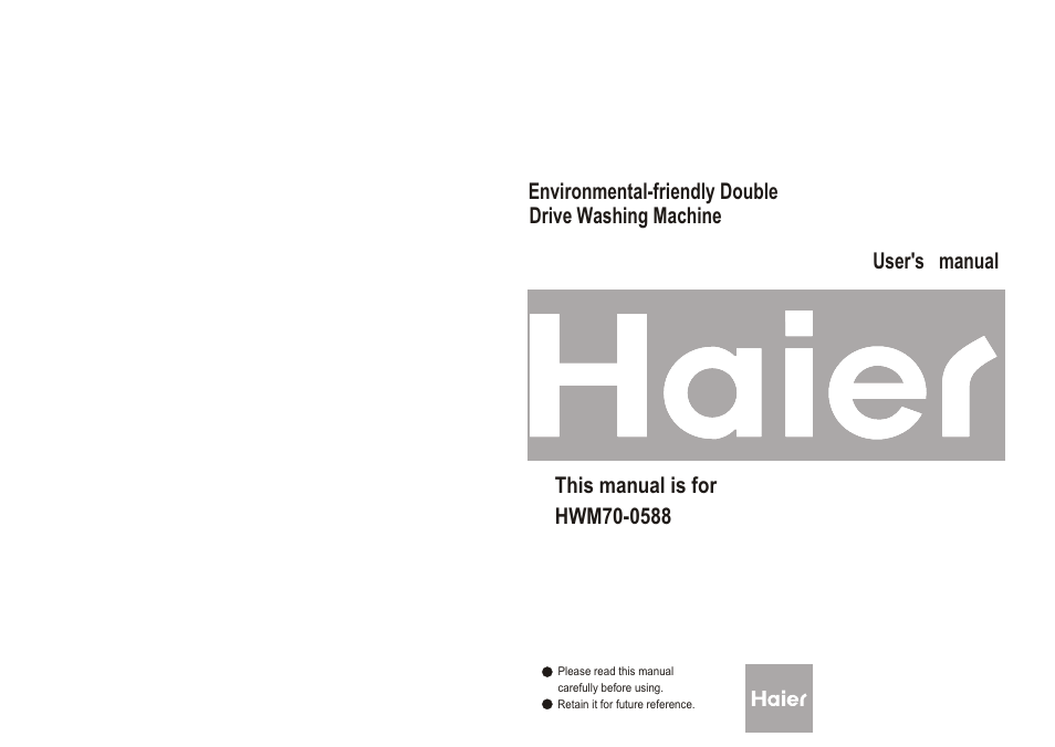 haier HWM70-0588 User Manual | 10 pages
