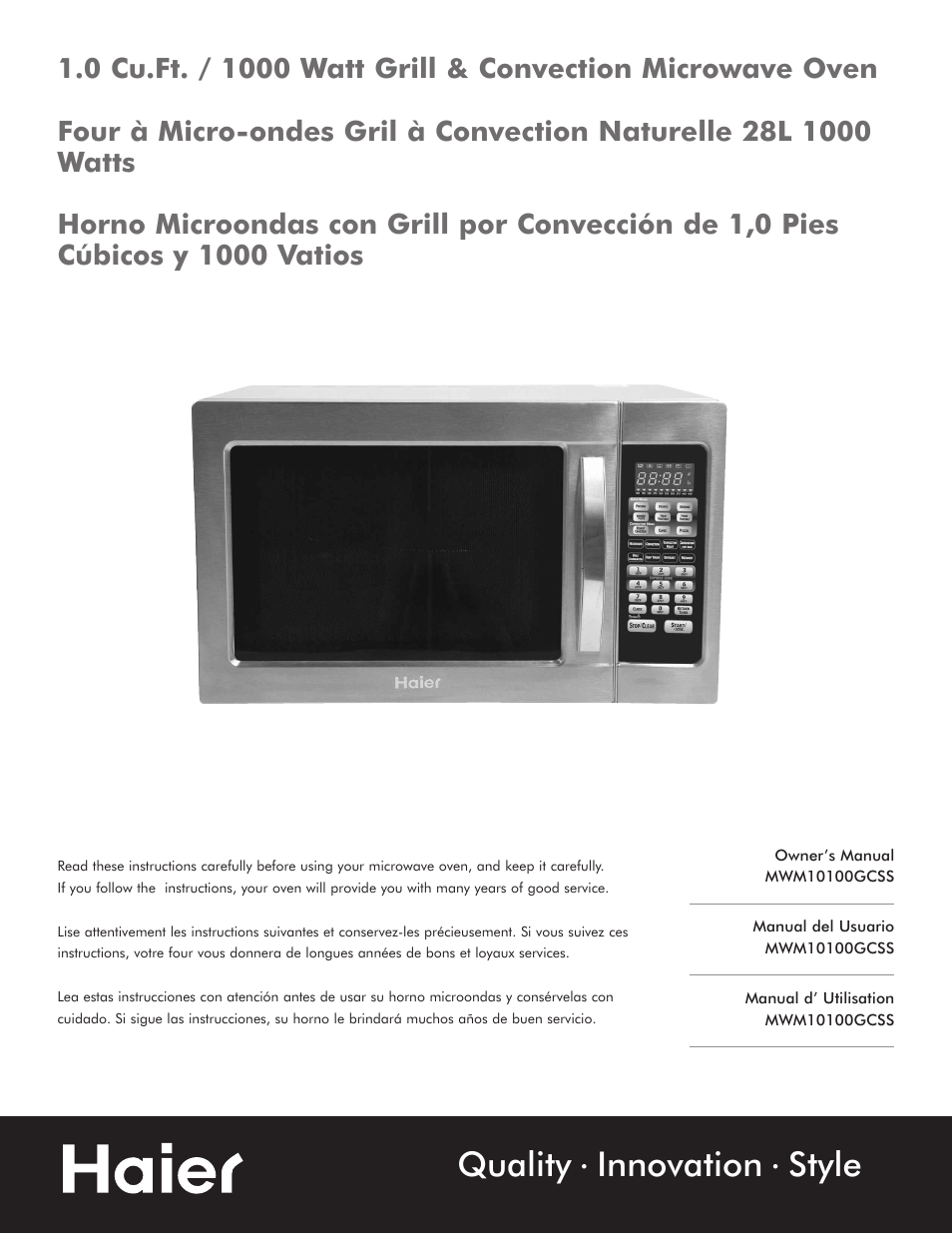 haier MWM10100GCSS User Manual | 17 pages