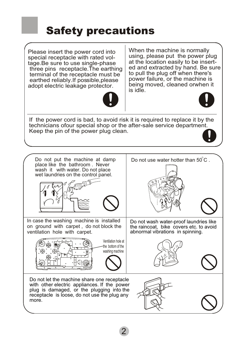 Safety precautions | haier HWM80-27S User Manual | Page 4 / 20